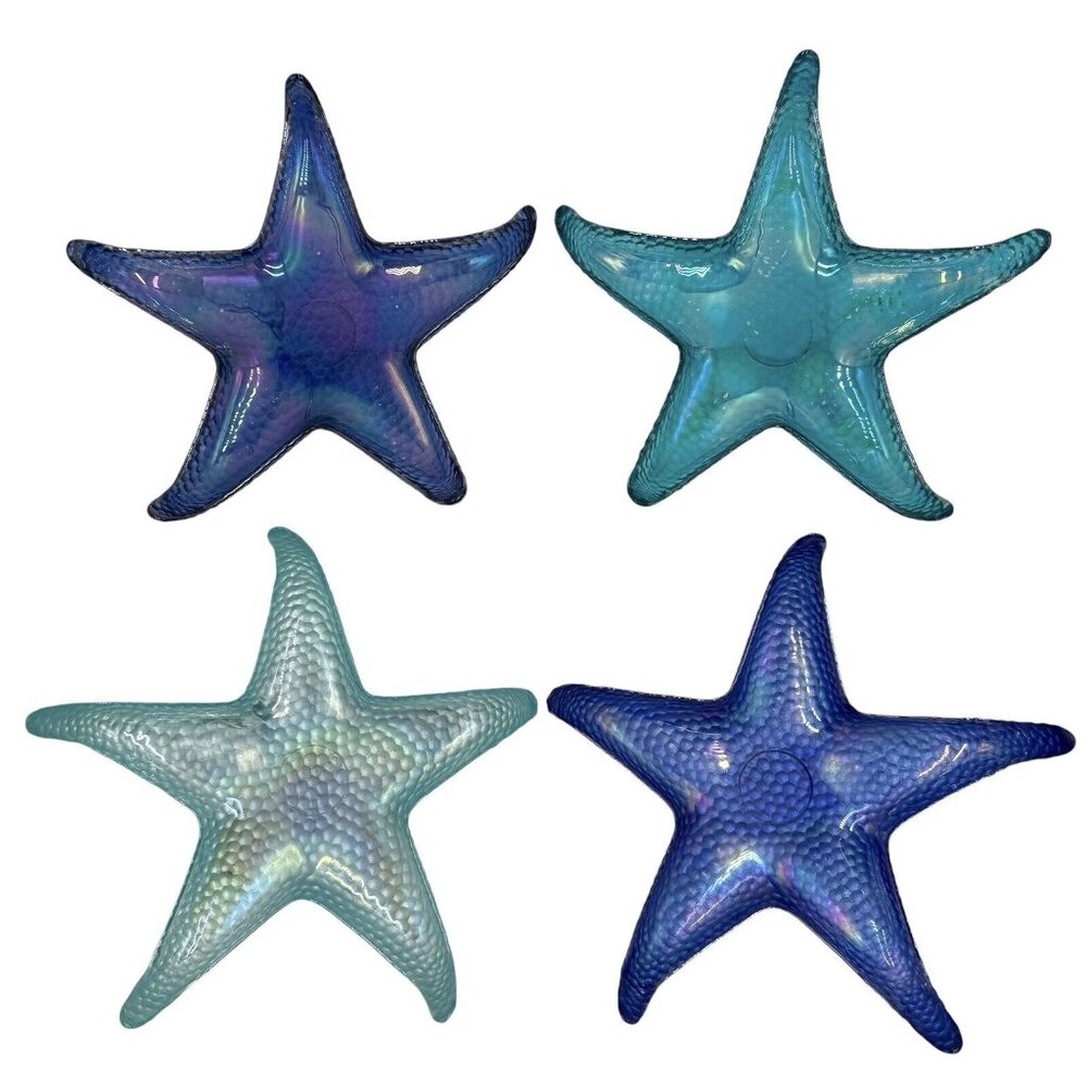 Akcam Starfish Blue Teal Dish Set Pebble Bottom Beach House Decor Coastal Set